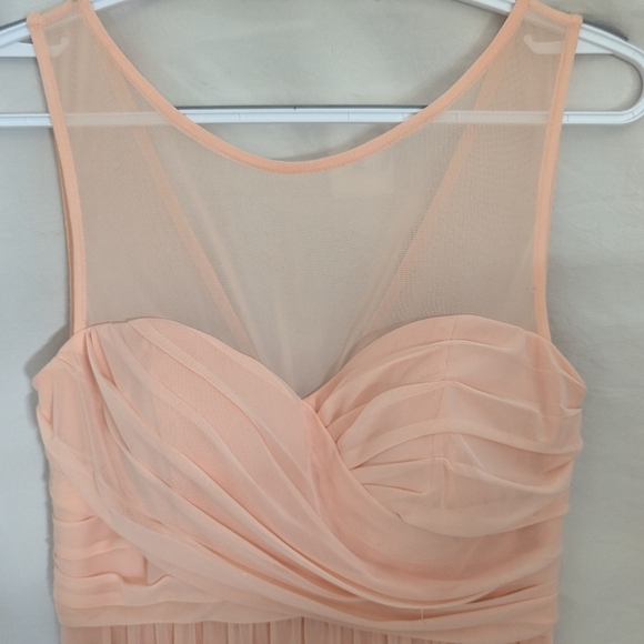 David's Bridal NEW long illusion mesh gown sz 8 pink peachy color - Picture 4 of 13
